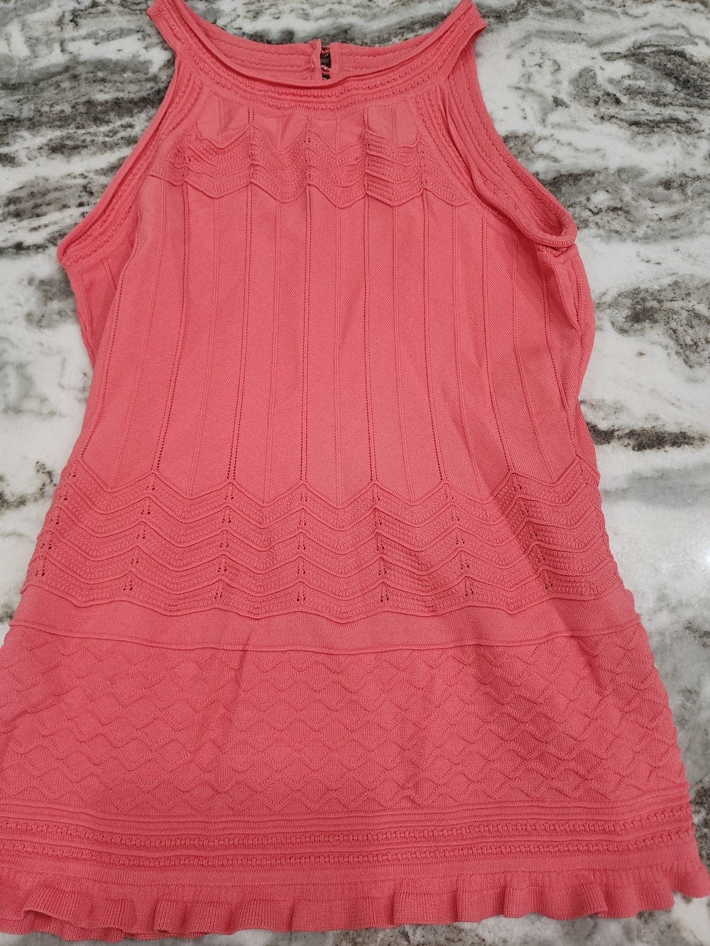 White House Black Market Coral Knit Sleeveless Top
